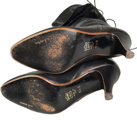 Alberto D Molina 6.5 vintage all leather OTK boots black - Picture 6 of 9